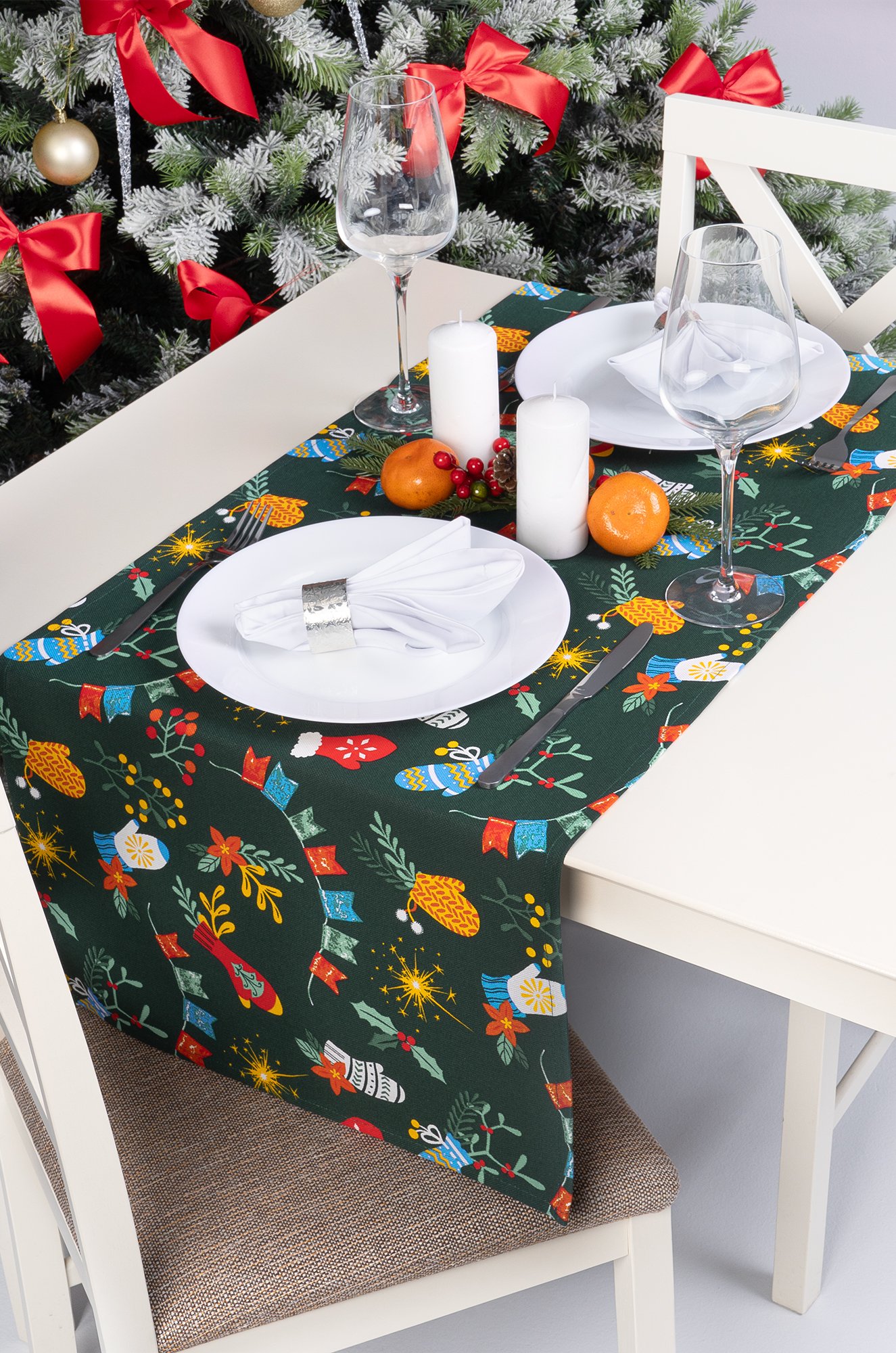 Дорожка на стол из рогожки 145x45 Happy Fox Home