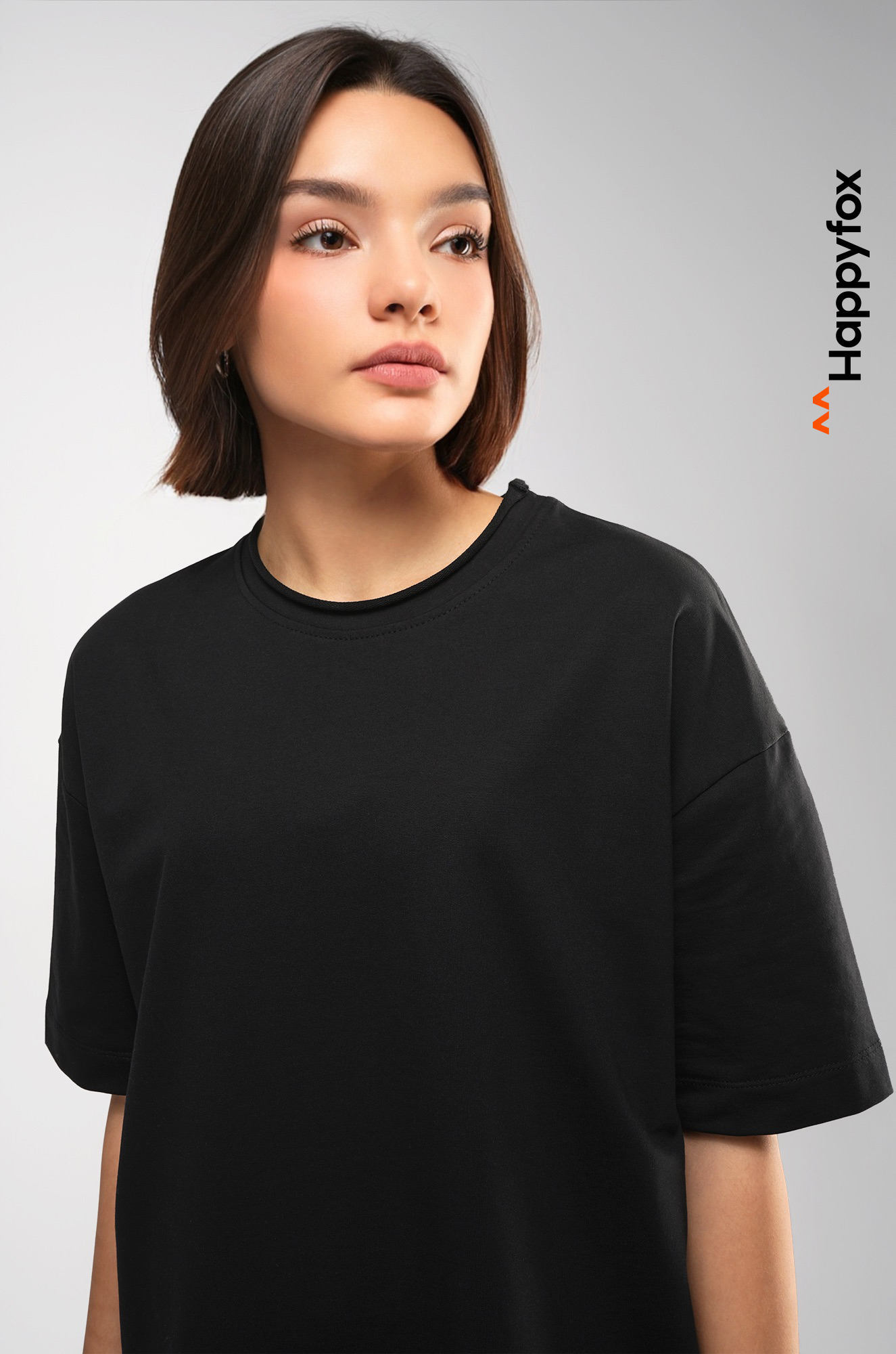 Женская футболка оверсайз из футера двухнитки Happyfox