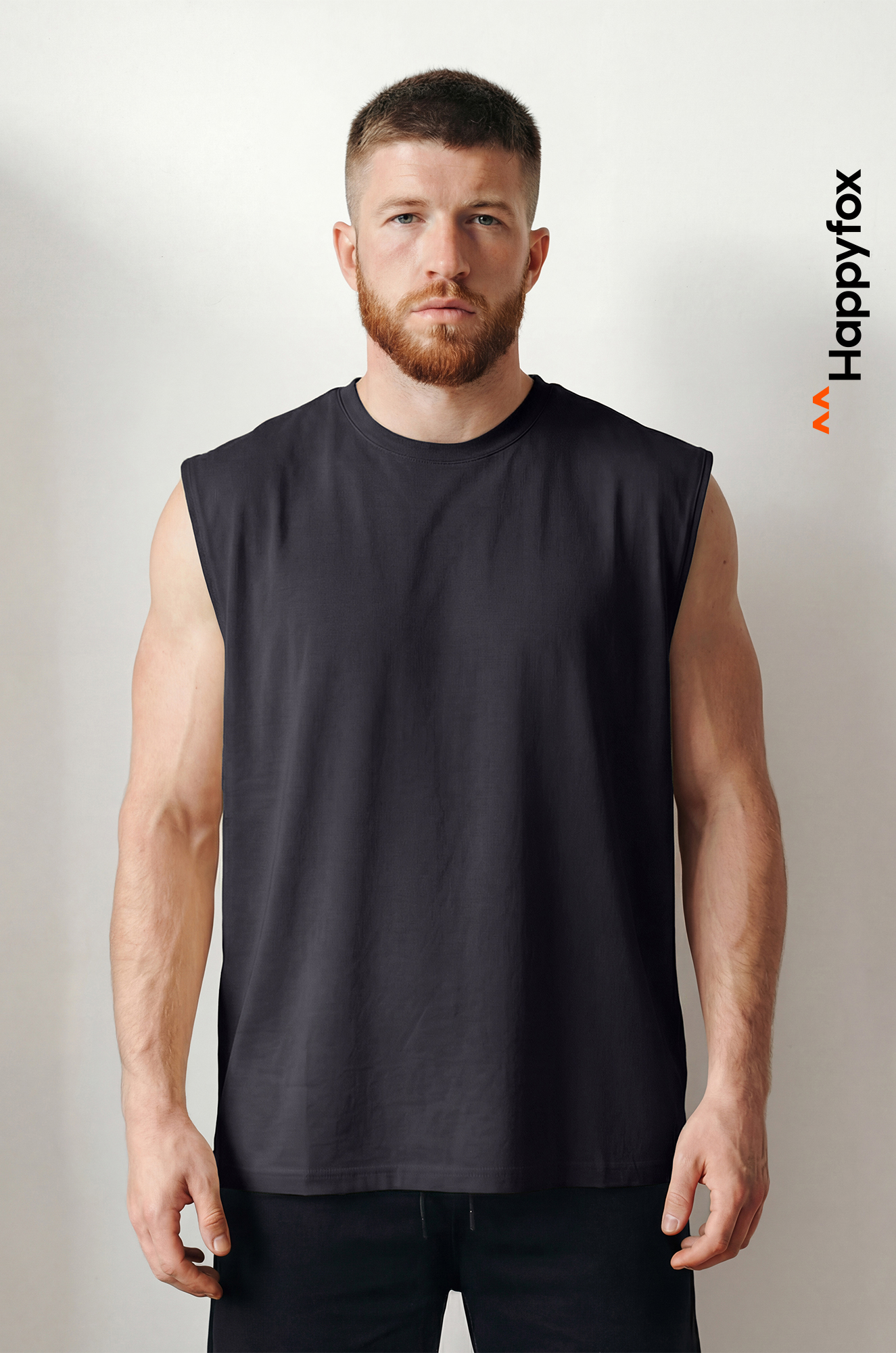 Мужская футболка оверсайз без рукавов Happyfox
