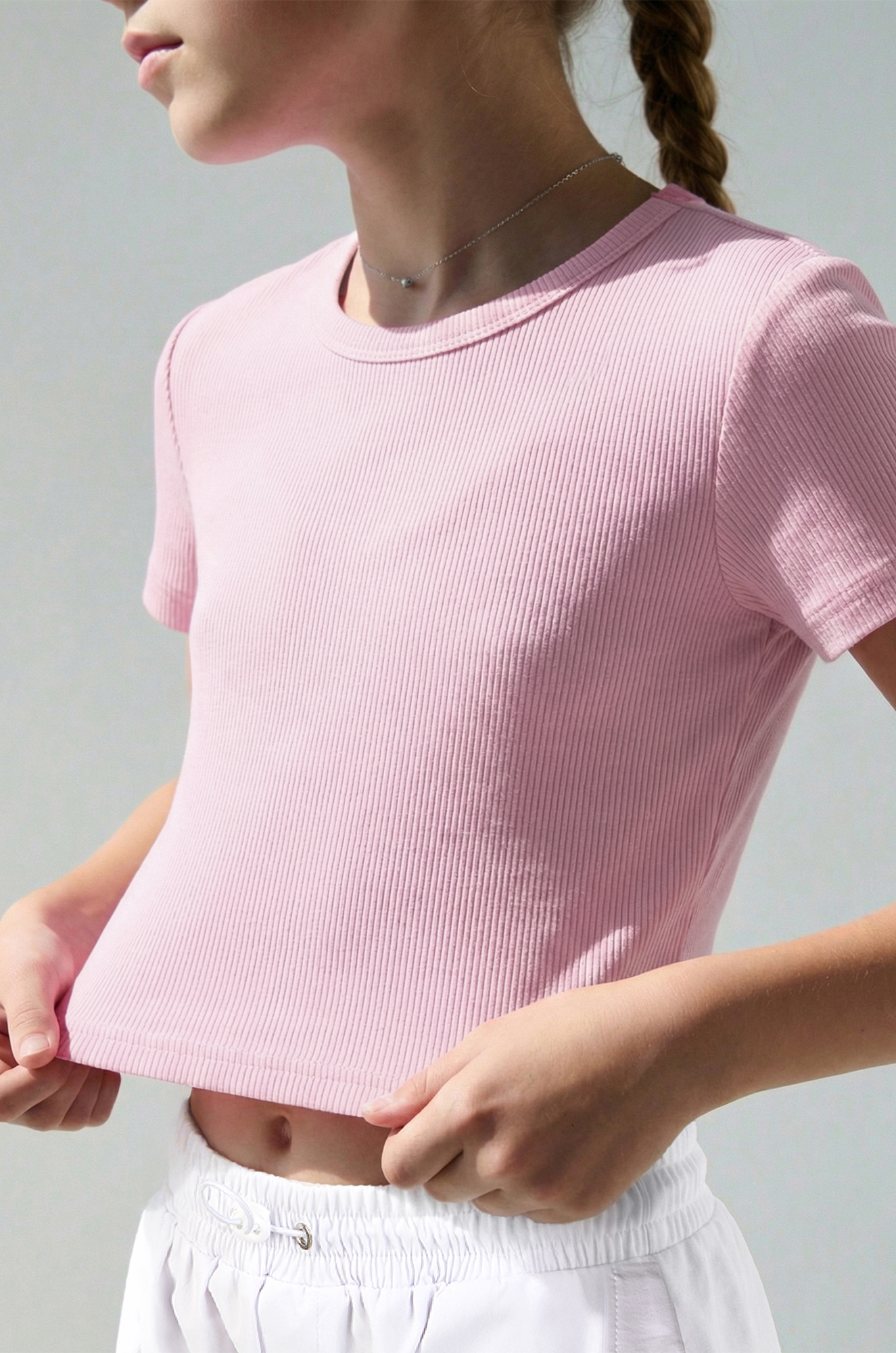 Укороченная футболка в рубчик для девочки Happyfox