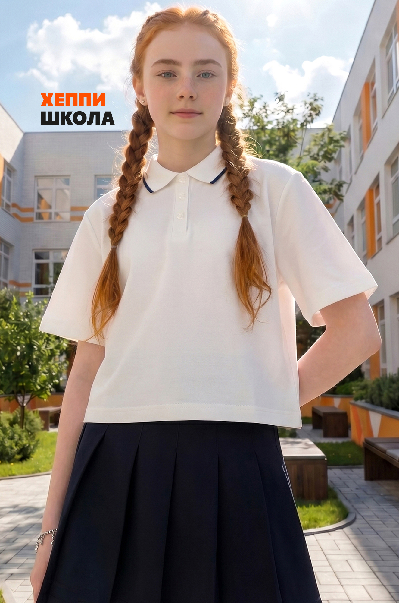 Блузка поло для девочки оверсайз Happyfox
