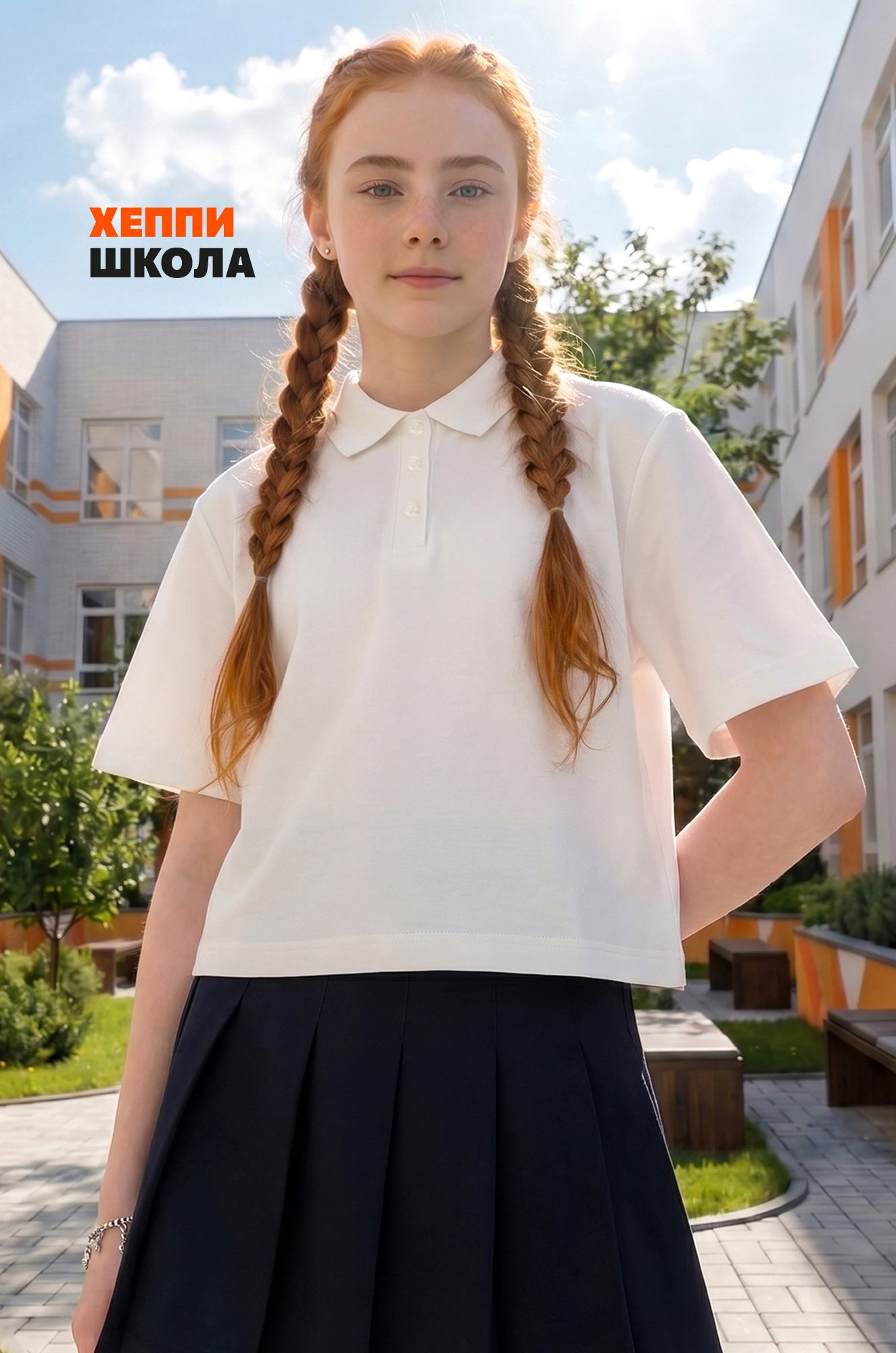 Блузка поло для девочки оверсайз Happyfox