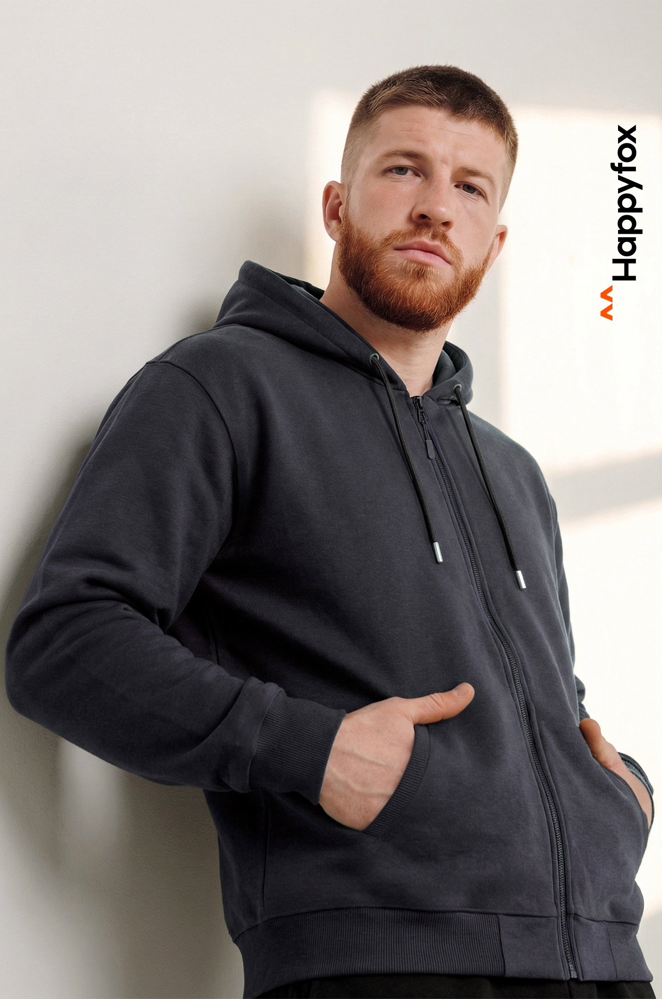 Мужская толстовка на молнии из футера трехнитки Happyfox